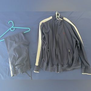 Jacket & pants set. Soft sweatpants and sweatshirt. Blue heather.XL top,L pants